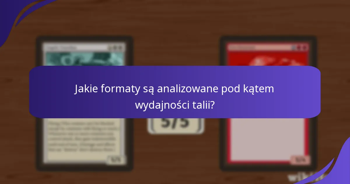 Jakie formaty są analizowane pod kątem wydajności talii?