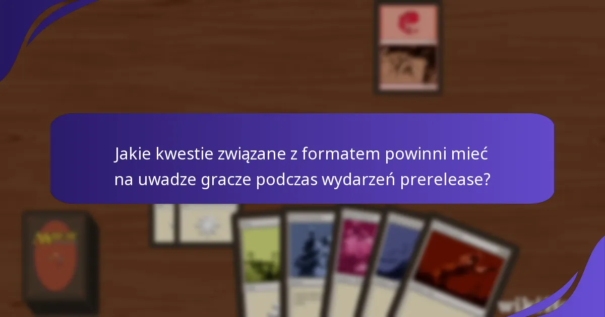 Jakie kwestie związane z formatem powinni mieć na uwadze gracze podczas wydarzeń prerelease?
